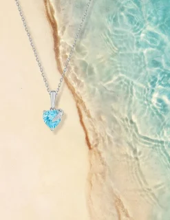 Pendentif or blanc 375‰ et topaze cœur SO OR