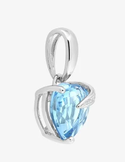 Pendentif or blanc 375‰ et topaze cœur SO OR