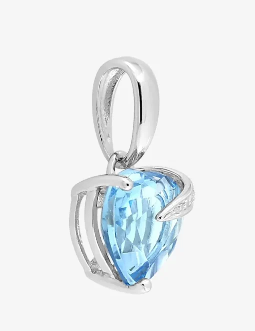 Pendentif or blanc 375‰ et topaze cœur SO OR
