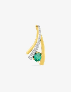 Pendentif or jaune 750 ‰ diamant 0,01 ct et émeraude SO OR