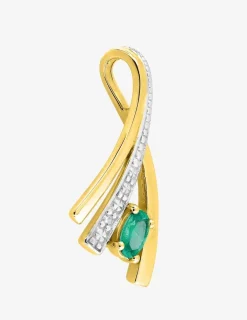 Pendentif or jaune 750 ‰ diamant 0,01 ct et émeraude SO OR