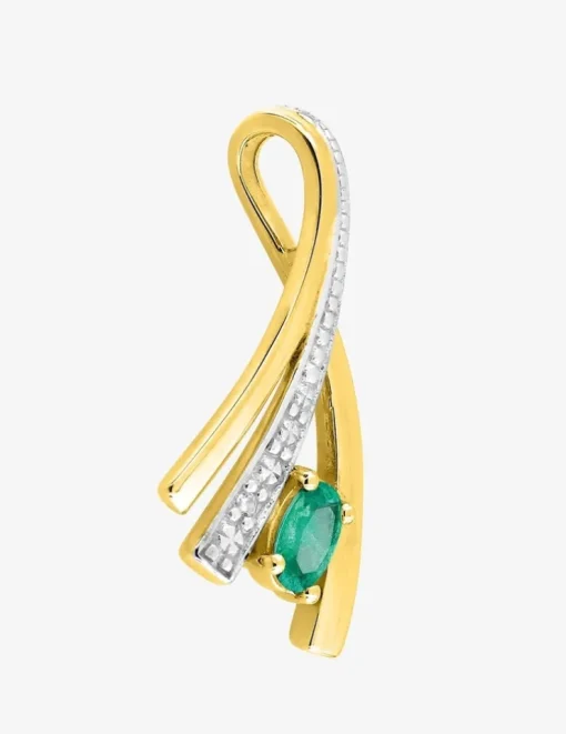 Pendentif or jaune 750 ‰ diamant 0,01 ct et émeraude SO OR