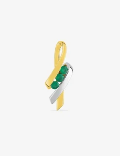 Pendentif or jaune 750 ‰ émeraude et rhodium SO OR