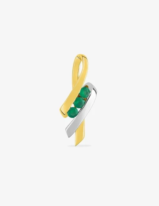 Pendentif or jaune 750 ‰ émeraude et rhodium SO OR