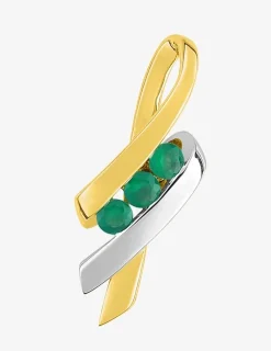 Pendentif or jaune 750 ‰ émeraude et rhodium SO OR