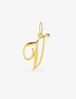 Pendentif or jaune 375‰ initiale V fantaisie SO OR