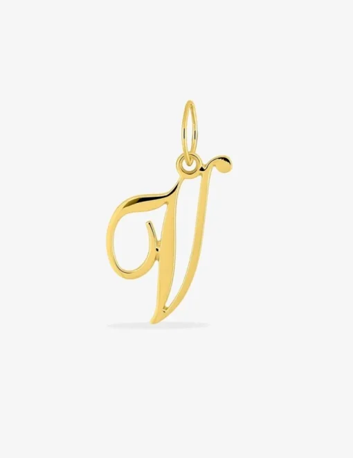 Pendentif or jaune 375‰ initiale V fantaisie SO OR