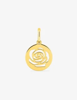 Pendentif plaqué or jaune, jeton rose SO OR