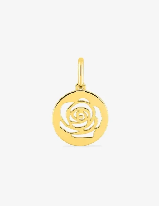 Pendentif plaqué or jaune, jeton rose SO OR