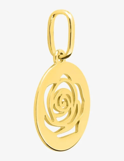Pendentif plaqué or jaune, jeton rose SO OR