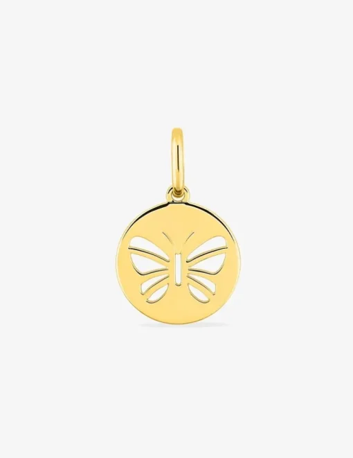 Pendentif plaqué or jaune, jeton papillon SO OR