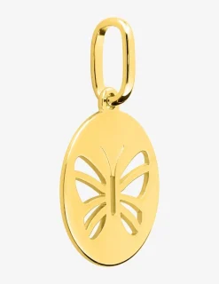 Pendentif plaqué or jaune, jeton papillon SO OR