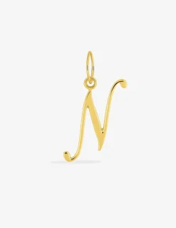 Pendentif plaqué or jaune initiale lettre "N" SO OR