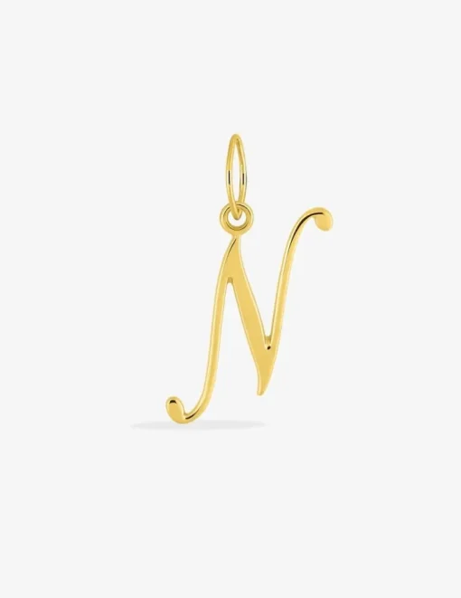 Pendentif plaqué or jaune initiale lettre "N" SO OR