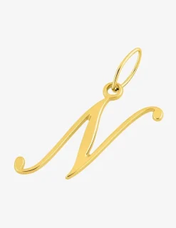Pendentif plaqué or jaune initiale lettre "N" SO OR