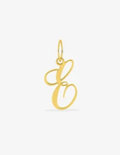 Pendentif plaqué or jaune initiale lettre "E" SO OR