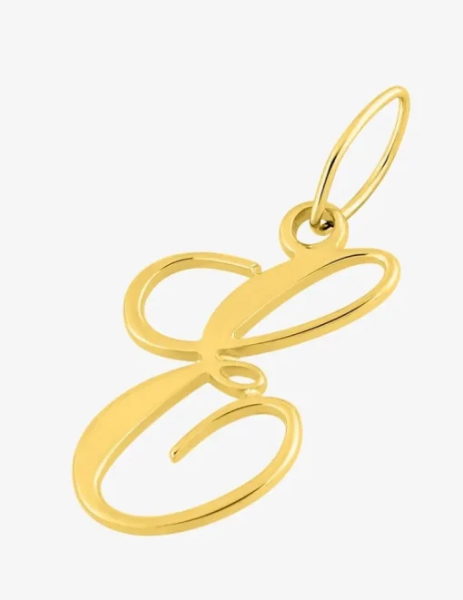 Pendentif plaqué or jaune initiale lettre "E" SO OR
