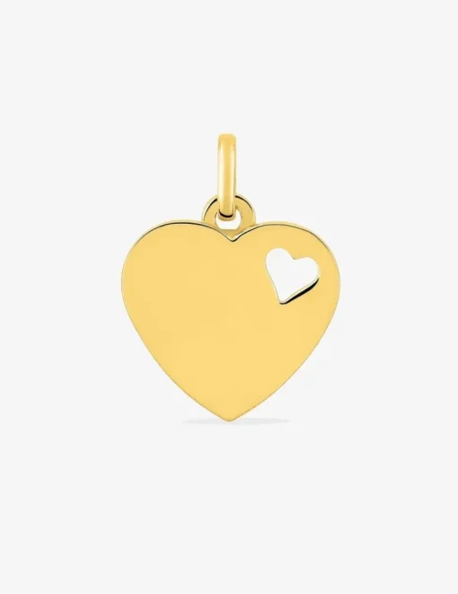 Pendentif plaque cœur or jaune 750 ‰ SO OR