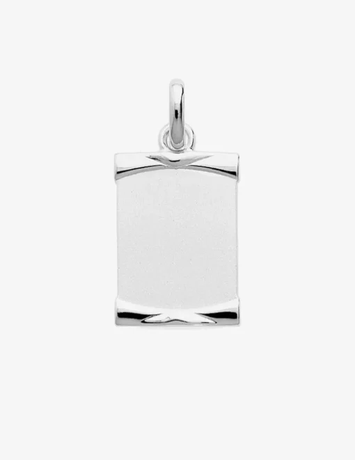 Pendentif plaque GI 27 x 18 mm argent 925‰ rhodié SO OR