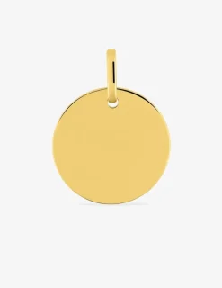 Pendentif plaque ronde or jaune 750 ‰ 18 x 23 mm SO OR