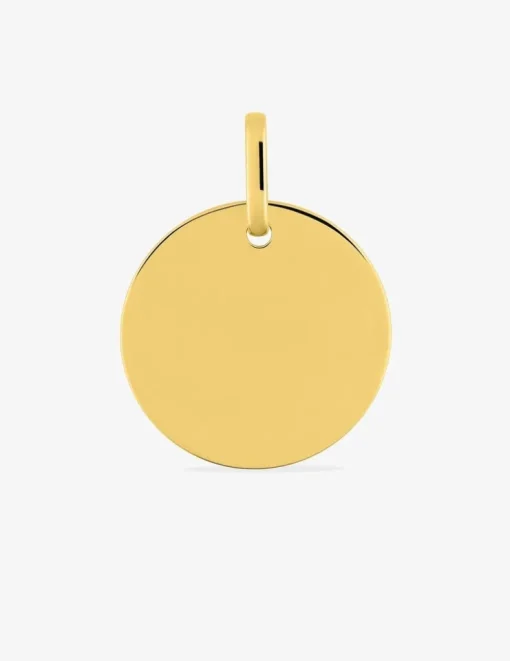 Pendentif plaque ronde or jaune 750 ‰ 18 x 23 mm SO OR