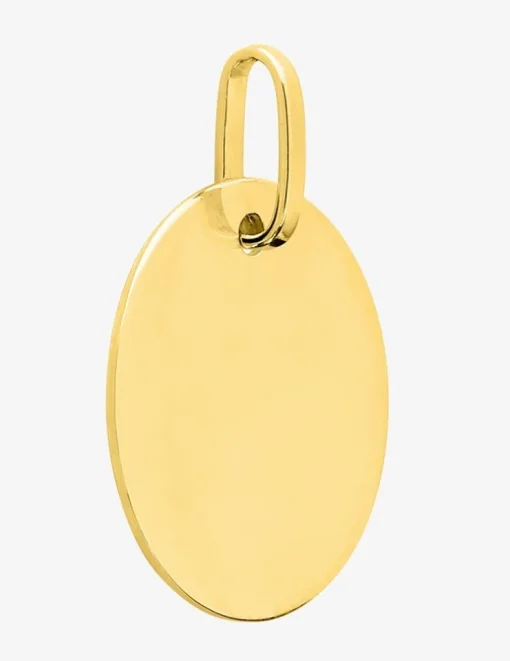 Pendentif plaque ronde or jaune 750 ‰ 18 x 23 mm SO OR