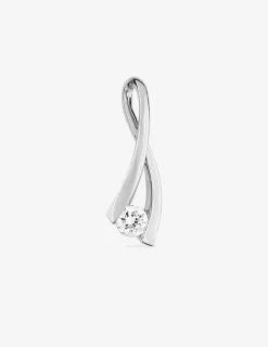 Pendentif ruban or blanc 750 ‰ et oxyde de zirconium SO OR