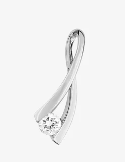 Pendentif ruban or blanc 750 ‰ et oxyde de zirconium SO OR