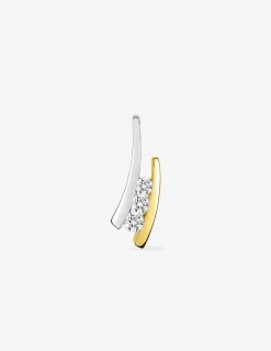 Pendentif virgule or jaune 375 ‰ et rhodium avec oxydes de zirconium SO OR