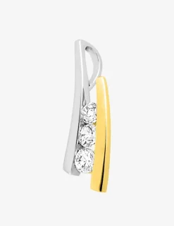 Pendentif virgule or jaune 375 ‰ et rhodium avec oxydes de zirconium SO OR