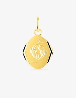 Pendentif zodiaque losange Poissons plaqué or SO OR