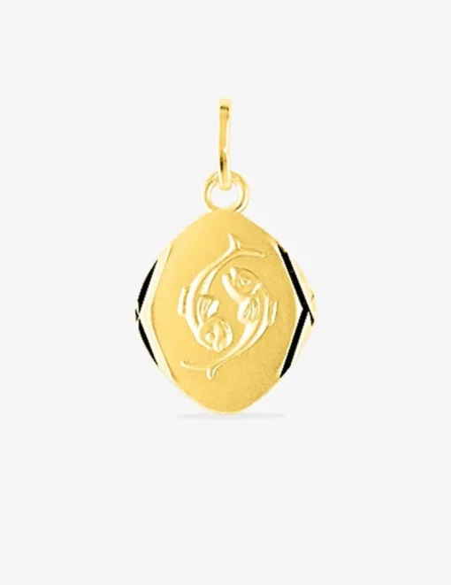 Pendentif zodiaque losange Poissons plaqué or SO OR