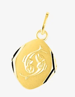 Pendentif zodiaque losange Poissons plaqué or SO OR