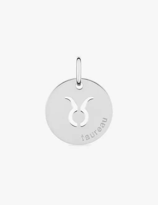 Pendentif zodiaque rond Taureau argent 925‰ rhodié SO OR