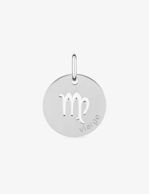 Pendentif zodiaque rond Vierge argent 925‰ rhodié SO OR