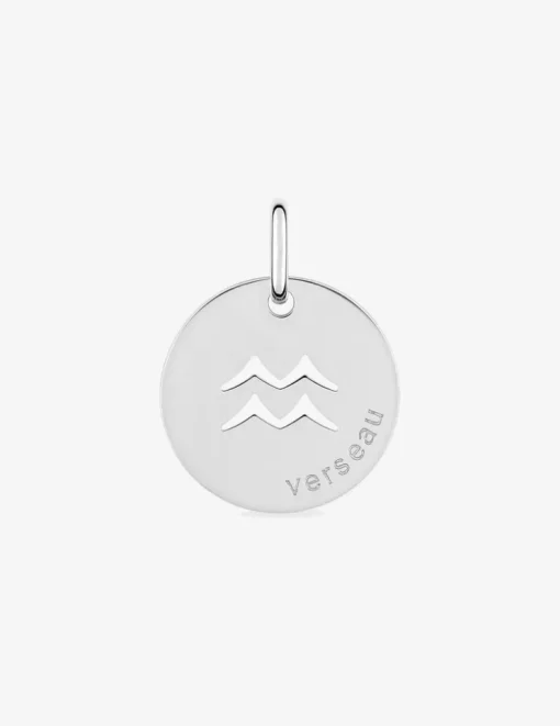 Pendentif zodiaque rond Verseau argent 925‰ rhodié SO OR