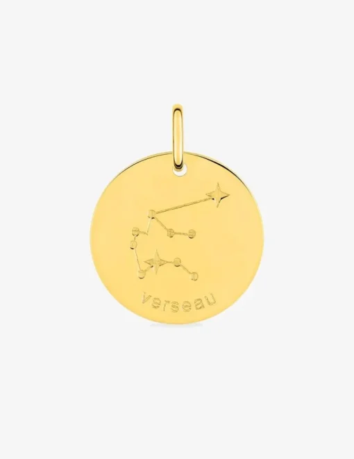 Pendentif zodiaque verseau plaqué or SO OR