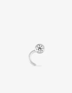 Piercing de nez or blanc 375 ‰ et oxyde de zirconium serti clos SO OR