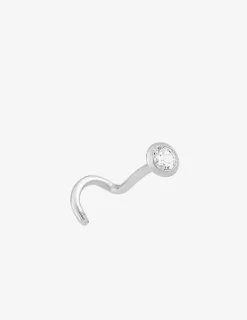 Piercing de nez or blanc 375 ‰ et oxyde de zirconium serti clos SO OR