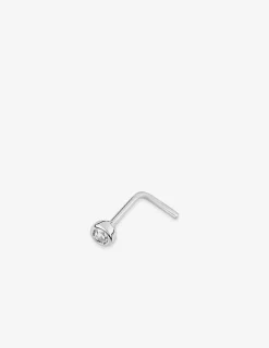 Piercing de nez or blanc 750 ‰ et oxyde de zirconium serti clos SO OR