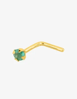 Piercing de nez or jaune 750 ‰ et émeraude SO OR