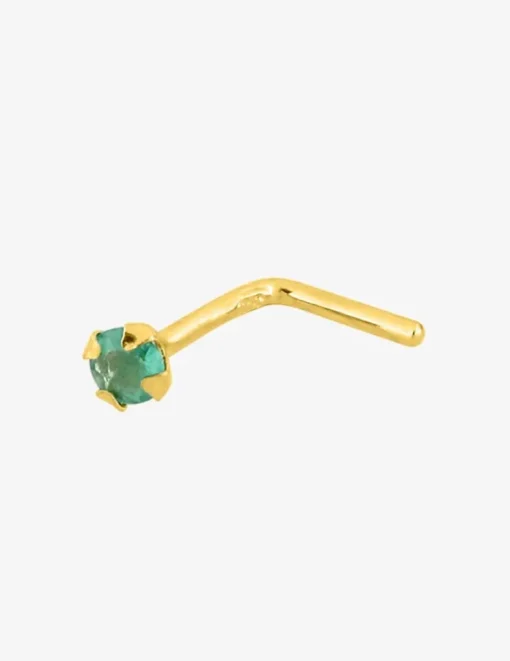 Piercing de nez or jaune 750 ‰ et émeraude SO OR
