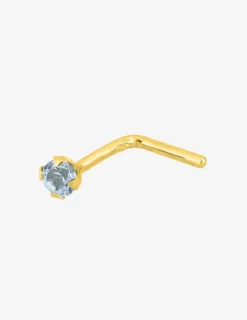 Piercing de nez or jaune 750 ‰ et topaze bleue traitée SO OR