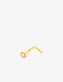 Piercing de nez or jaune 750 ‰ et oxyde de zirconium serti clos SO OR