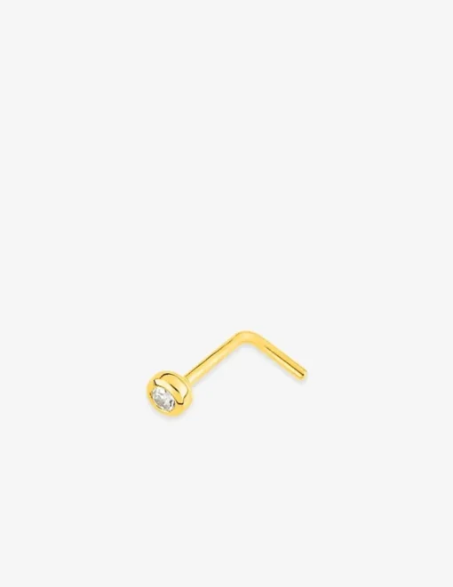 Piercing de nez or jaune 750 ‰ et oxyde de zirconium serti clos SO OR