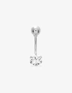 Piercing de nombril or blanc 750 ‰ et oxyde de zirconium SO OR