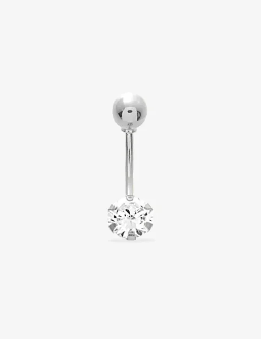 Piercing de nombril or blanc 750 ‰ et oxyde de zirconium SO OR