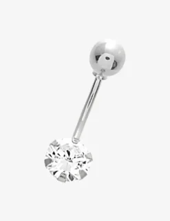 Piercing de nombril or blanc 750 ‰ et oxyde de zirconium SO OR