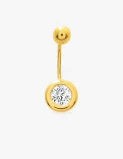 Piercing de nombril or jaune 750 ‰ et oxyde de zirconium 6 mm SO OR