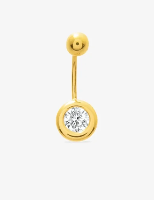Piercing de nombril or jaune 750 ‰ et oxyde de zirconium 6 mm SO OR